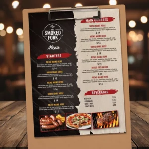 Cartas menu una sola pagina