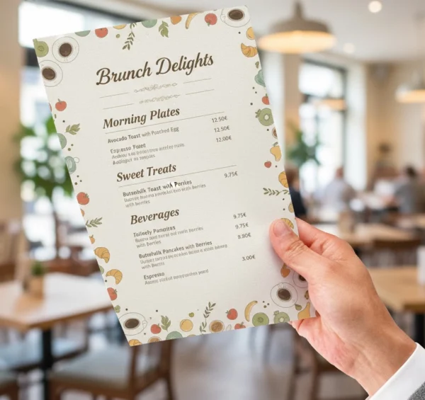 Cartas menú una sola página A4